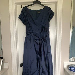High Low Navy Silk Adrianna Papell Gown